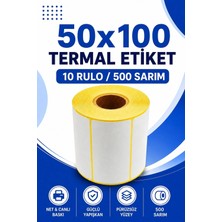 50X100MM Termal Etiket | 10 Rulo | 500 Sarım | Ribonsuz | Kargo, Lojistik, Depo | Yapışkanlı