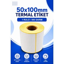 50X100MM Termal Etiket | 1 Rulo | 500 Sarım | Ribonsuz | Kargo, Lojistik, Depo | Yapışkanlı