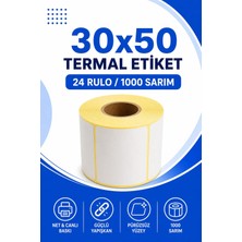 30X50MM Termal Etiket | 24 Rulo | 1000 Sarım | Ribonsuz | Kargo, Lojistik, Depo | Yapışkanlı