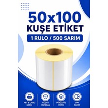 50X100MM Kuşe Etiket | 1 Rulo | 500 Sarım | Ribonsuz | Kargo, Lojistik, Depo | Yapışkanlı