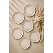 By Bone Antico 6'lı Porselen Pasta Tabağı Seti 19 cm | Tatlı Tabağı, Kahvaltı ve Sunum Tabağı