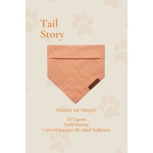 Tail Story Kedi-Köpek Fuları, Hafif ve Pamuklu Kumaş, El Yapımı, Turuncu Çizgi Desenli Kedi/köpek Fuları