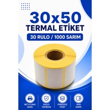 30X50MM Termal Etiket | 10 Rulo | 1000 Sarım | Ribonsuz | Kargo, Lojistik, Depo | Yapışkanlı