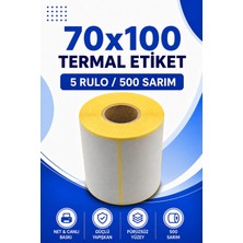 70X100MM Termal Etiket | 5 Rulo | 500 Sarım | Ribonsuz | Kargo, Lojistik, Depo | Yapışkanlı