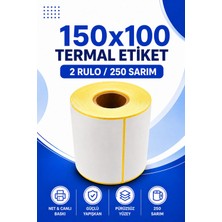 150X100MM Termal Etiket 2 Rulo 250 Sarım Ribonsuz Kargo, Lojistik, Depo Yapışkanlı