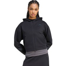 adidas Z.N.E. Cropped Full-Zip Kadın Siyah Günlük Stil Sweatshirt KF6392