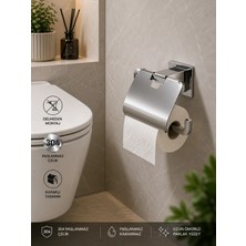 FUALORA Yapışkanlı Banyo Aksesuarı Kapaklı Wc Kağıtlık 304 Paslanmaz Çelik
