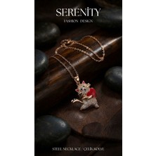 Serenity Kalpli Kedi Figür Çelik Kolye