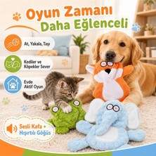 Duffa Kedi Köpek Oyuncağı Sesli Hışırtılı Sevimli Hayvan Peluş Motifli, Yumuşak Etkileşimli Evcil Hayvan Oyuncağı, 24 x 17 cm