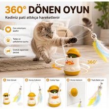 Duffa 3'ü 1 Arada Interaktif Kedi Oyuncağı, Catnip Yalama Taşlı 360° Dönen Kedi Oltası, Tüylü Balık Oyuncaklı Yapışkan Taban, Çıkarılabilir Şapkalı Kedi Akt