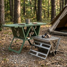 Fiways Atlas + Axis Çantalı Outdoor Kamp Seti - Katlanır Kamp Masası + 304 Paslanmaz Çelik 2.5 mm Mangal ve Ateş Çukuru