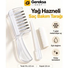 Gereksa Shop Saç Serumu ve Saç Yağı Uygulama Tarağı Hazneli Damlalıklı 7 Metal Uçlu Saç Derisi Masaj Aparatı