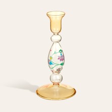 Zsa Zsa Zsu 18 cm Sarı Borosilikat Cam Şamdan Modern Stil ve Düz Desen ile Dekoratif Tasarım