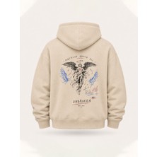 Macklin Unısex Kadın Erkek Oversize Unbroken Above All Tasarım Baskılı Kapüşonlu Sweatshirt Hoodie