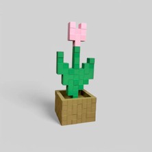 3D Stuff Minecraft Pempe Çiçek Lale Çiçeği - Plastik