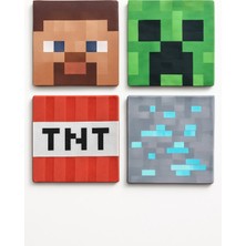 Minecraft Blok Coaster Bardak Altlığı Seti 4lü 3D Baskı