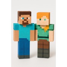 Minecraft Steve Alex Ikili Pasta Süsü Figürü 3D Baskı