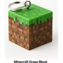 Minecraft Grass Block Küp Anahtarlık 3D Baskı Plastik