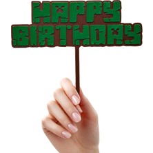 Decoroma Minecraft Temalı Pasta Üstü Yazısı Happy Birthday (Doğum Günü Pasta Üzeri Süsü)