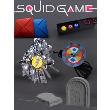 3D Stuff Squid Game Tüm Oyunlar- 5 Oyun Set- Gonggi 5 Taş - Ddakji Zarf Oyunu - Topaç - Taş Devirme - Jegi