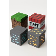 Minecraft Blok 4lü Saklama Kutusu Seti Organizer 3D Baskı