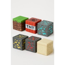Minecraft Küp Blok Pasta Süsü Seti 6lı Doğum Günü 3D Baskı
