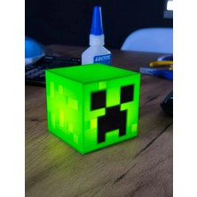 Puca Minecraft Creeper Kafası Aydınlatma Masa Lambası - LED Mum Hediyeli