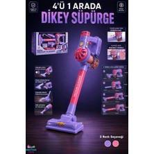 Brother Toys 4'ü 1 Arada Sesli Vakumlu Çekme Özellikli Aksesuarlı Pilli Elektrikli Oyuncak Dikey Süpürge