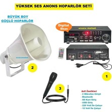 Yüksek Ses Anons Hoparlör Seti (Büyük Boy Hoparlör - Mikrofon - USB - Sd Kart Girişli Mobil Amfi)