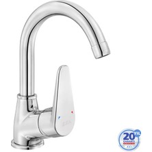 E.C.A Spylos Kuğu Borulu Lavabo Bataryası 102188126 Krom Pirinç Malzemeden Üretilmiştir