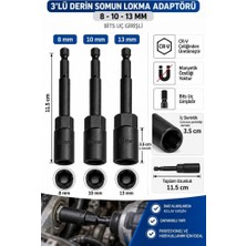 Depomega 3’lü Derin Somun Lokma Adaptörü Seti 8-10-13 mm