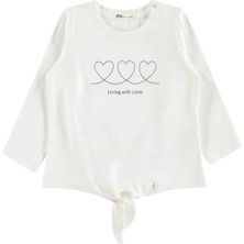 Civil Girls Civil Kız Çocuk Living With Love Yazılı Sweatshirt | Okul Kreş ve Günlük Kullanım - Ekru