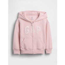 Gap Kız Bebek Pembe Vintagesoft Logo Fermuarlı Sweatshirt