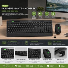 Marsilyan™- Kablosuz Klavye - Mouse Seti Siyah USB - Sessiz - Switch Q Klavye KM-2620 BX40