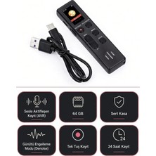 Invicta Siyah 64GB Dijital Ekranlı Ses Kayıt Cihazı Sese Duyarlı Kayıt Dayanıklı Batarya