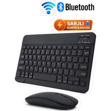 Maxgo 3159 Bluetooth Klavye Mouse Seti Şarjlı Türkçe Tüm Tablet ve Telefonlar ile Uyumlu Siyah