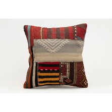 Kilim Wholesale El Yapımı Kilimden Yapılmış Vintage Kırlent Kılıfı, Yün, 40X40 cm