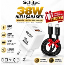 SChitec 38W Çift Çıkışlı Hızlı Adaptör veSChitec 60W Type-C to Type-C Data ve Hızlı Şarj Siyah