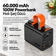 Hızlı Store Powerbank 60.000 Mah 100W Hızlı Şarj Type-C Dijital Ekranlı Taşınabilir Güç Kaynağı