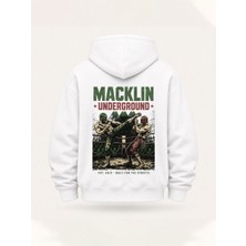 Macklin Unısex Kadın Erkek Oversize Underground Tasarım Baskılı Kapüşonlu Sweatshirt Hoodie