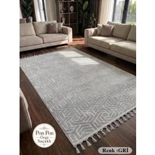 NarStore Home Dinarsu Armoni Düz Gri Kaymaz Tabanlı Kesme Kabartmalı Yıkanabilir Salon Koridor Hali