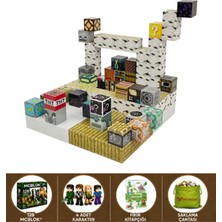 Mc Blok Minecraft Manyetik Küp Blok Orman Temalı Yapı Taşı - 2.5 cm 128 Parça