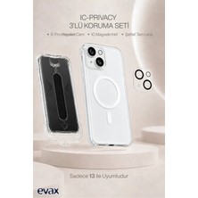 Evax [ıc-Prıvacy Set] iPhone 13 Uyumlu Aparatlı Hayalet Cam, Ic Sert Şeffaf Sararmaz Magsafe Kılıf, Tam Lens Koruyucu