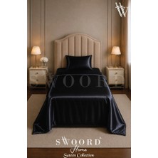 Swoord Tek Kişilik Saten Nevresim Takımı (3lü Tam Set) + Hediye Saten Saç Tokası