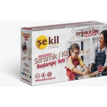 Şekil Seramik Başlangıç Seti 100% Doğal 250 Gr Kil ve 4'lü Ebeşuar Seti ile Eğlenceli Sanat Deneyimi