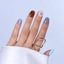 Takma Takma Takma Tırnak Renkli Nail Art  Kısa Yuvarlak 10'lu Tekrar Kullanılabilir El Yapımı Protez Takma Tırnak EKYL3029   Renkli-M