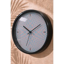JHAAR Pastel Optik Geometrik Desenli Modern Duvar Saati - Orta Boyut 25 cm - Siyah Kasa - Camlı Sessiz