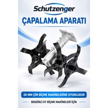 SCHUTZENGER 26MM Benzinli Çim Biçme Ot Biçme Makinesine Uyumlu Çapa Aparatı Toprak Çapalama Bahçe Tarla