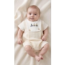 Sinem Çeyiz Million Iq Babies 1202 Krem Gemi Nakışlı Müslin Tulum