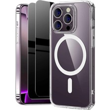 Evax 2H1M iPhone 14 Pro Max Uyumlu 2 Hayalet Cam Ekran Koruyucu & 1 Magsafe Kılıf